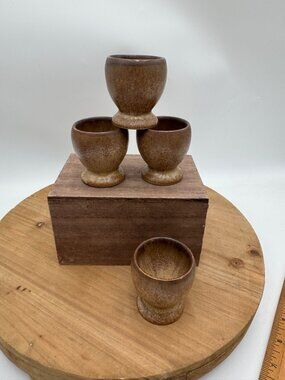 Denby stoneware Romany vintage brown Egg Cups 4 in set read